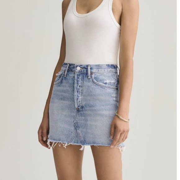 NWT AGOLDE Quinn Blue Denim Jean Skirt - Picture 10 of 10